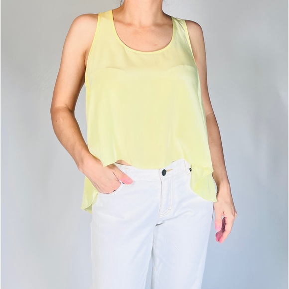 Bar III 100% Silk Flowy Tank Top size M Yellow - Picture 6 of 10